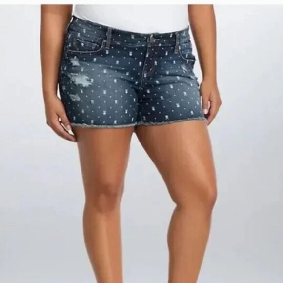 torrid Pants - Torrid Blue Denim Skull Distressed Frayed Shorts 20